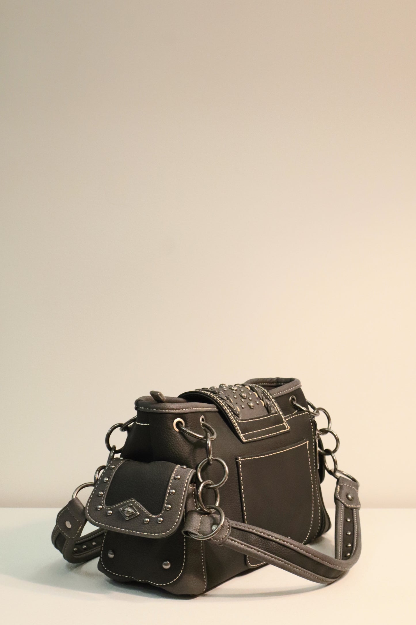 Black Studded Purse with Turquoise Stone