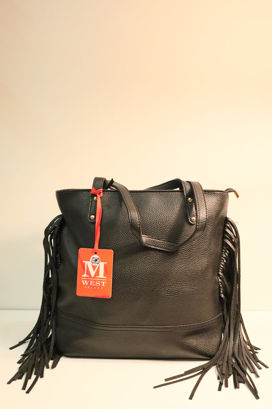 Black West Fringe Tote Bag by Montana West
