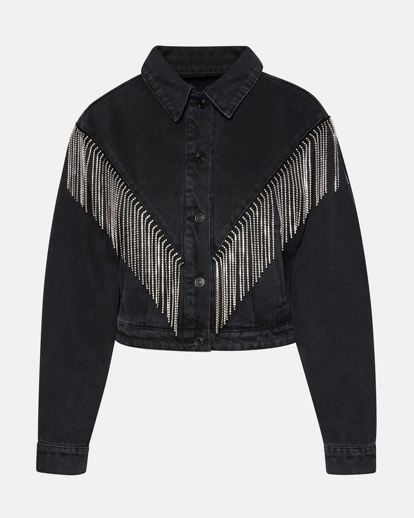 Fringe Denim Jacket - Blue, Black and Cream