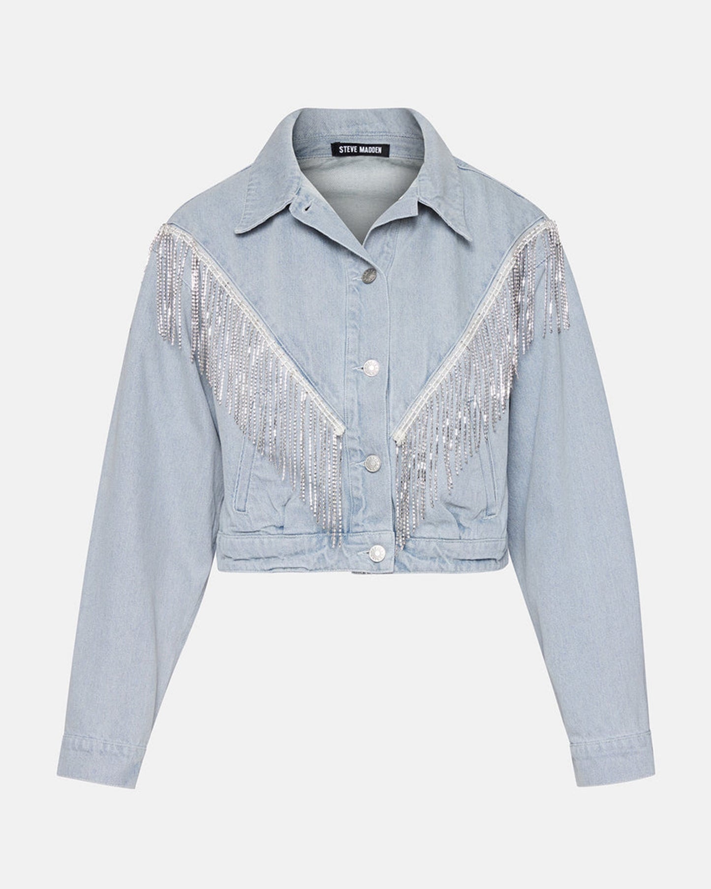 Fringe Denim Jacket - Blue, Black and Cream